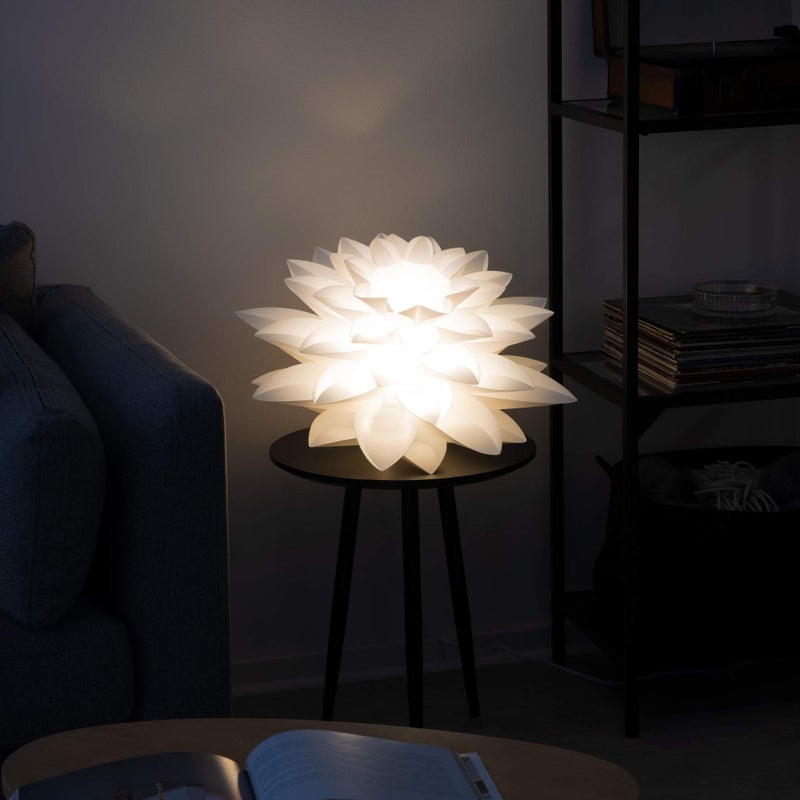 kwmobile Hanging Puzzle Lamp Kit - Lotus Flower 19.7" (50cm) Modern Ceiling Pendant Light with DIY Shade to Assemble and 15ft Plug-in Power Cord - Image 4